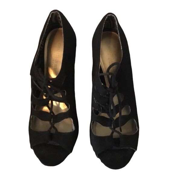 Christian Siriano for Payless Women’s Black Faux Suede Lace Up Heels Size 8.5 - Picture 3 of 8